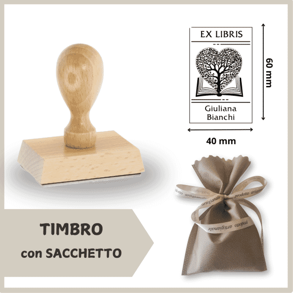 Ex Libris Legno Albero della Vita - Timbro con Sacchetto