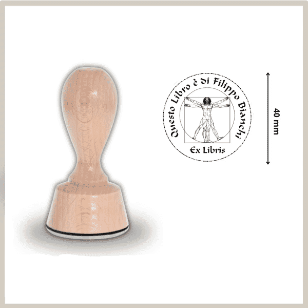 Ex Libris Legno Uomo Vitruviano