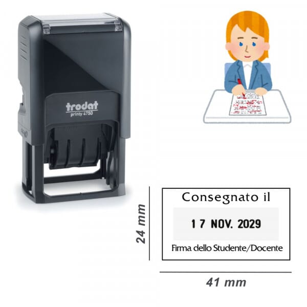 Timbro Insegnanti Datario con Testo per Verifiche 1+1 righe
