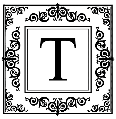 Timbro Quadrato Monogram Iniziale con bordo decorato