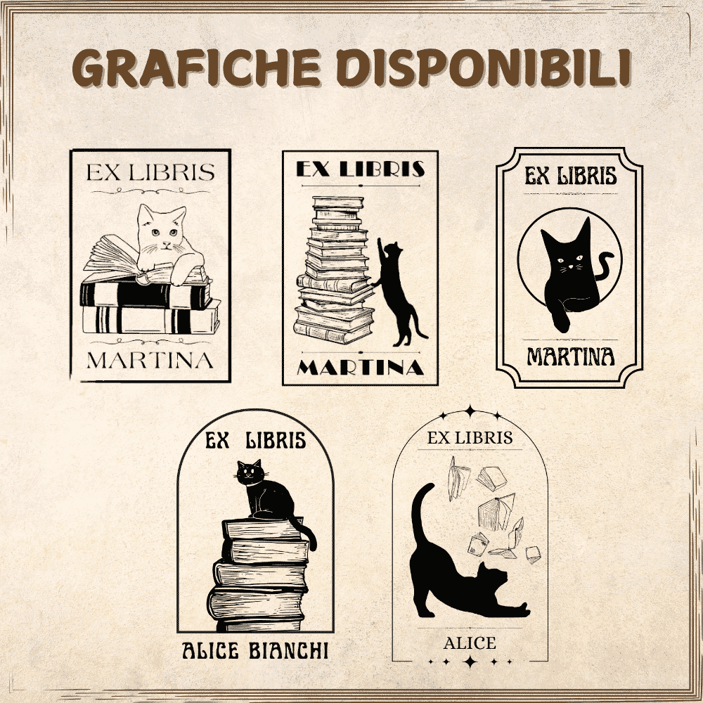 Timbro Ex Libris Personalizzato - In Legno Con Disegno Gatto, Per Libri - Foto 12