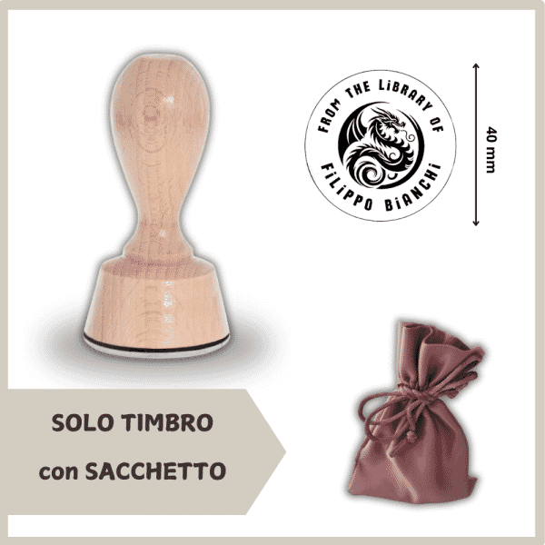 Ex Libris Drago - Timbro Legno con Sacchetto