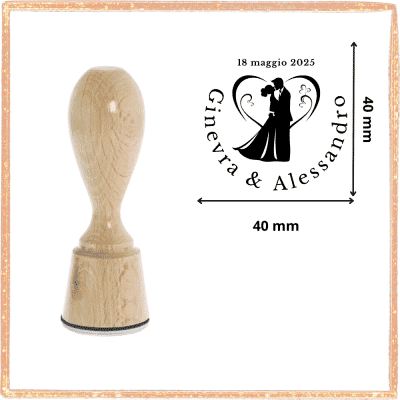 Timbro Personalizzato In Legno Quadrato | Per Biglietti, Inviti, Bomboniere | 10x10 Mm | Fatto A Mano