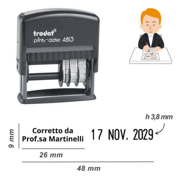 Timbro Insegnanti Datario con Testo per Verifiche 2 righe