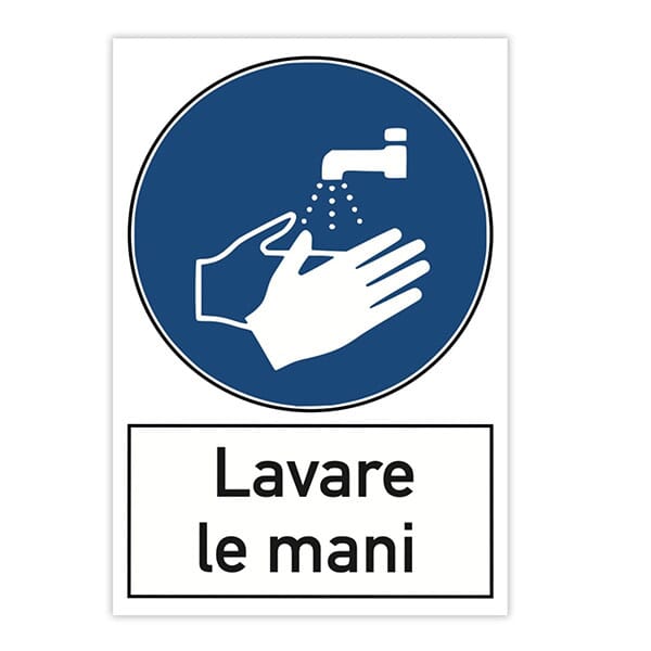 Segnale di pericolo (x2) - Lavare le mani (200x300 mm)