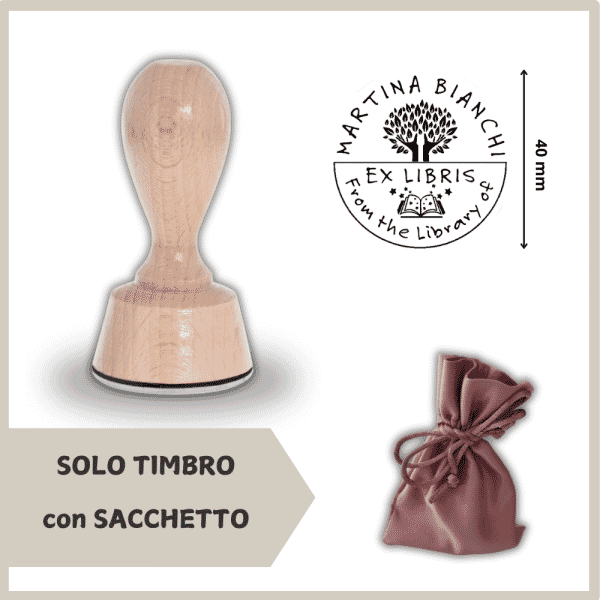 Ex Libris Albero Vita - Timbro Legno con Sacchetto