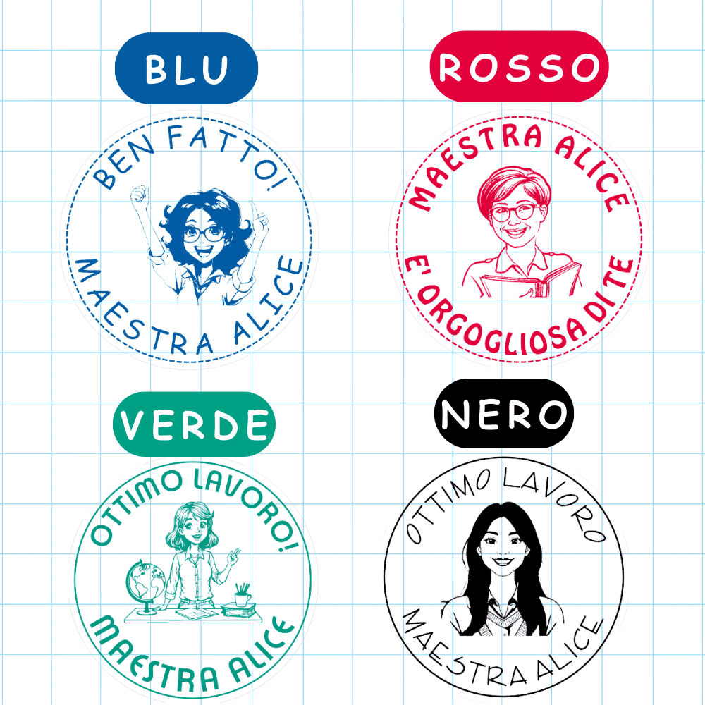 Timbro Personalizzabile Rotondo Con Base – Per Ufficio, Scuola O Casa, Con 6 Colori Di Inchiostro E Testo Su 8 Righe