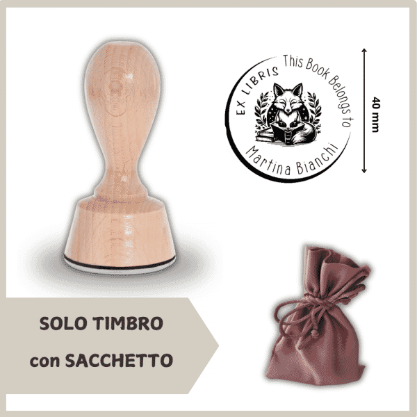 Ex Libris Volpe - Timbro Legno con Sacchetto